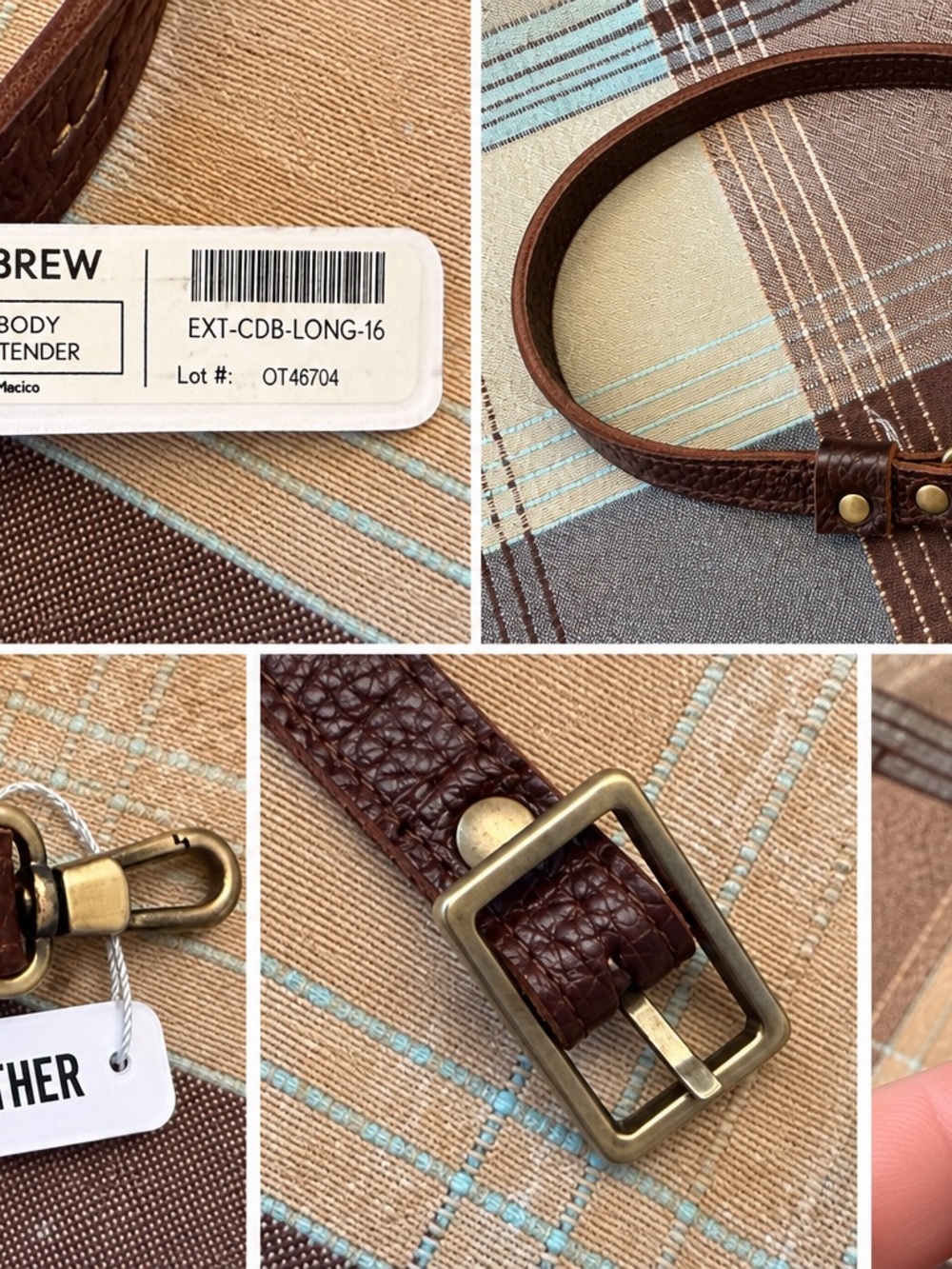 Portland Leather Small Crossbody Strap Extender in Coldbrew